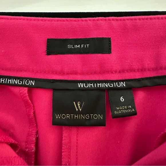 Worthington Flat Front Cropped Dress Pants Fuchsia Pink Zipper Detail sz 6 - Picture 4 of 7